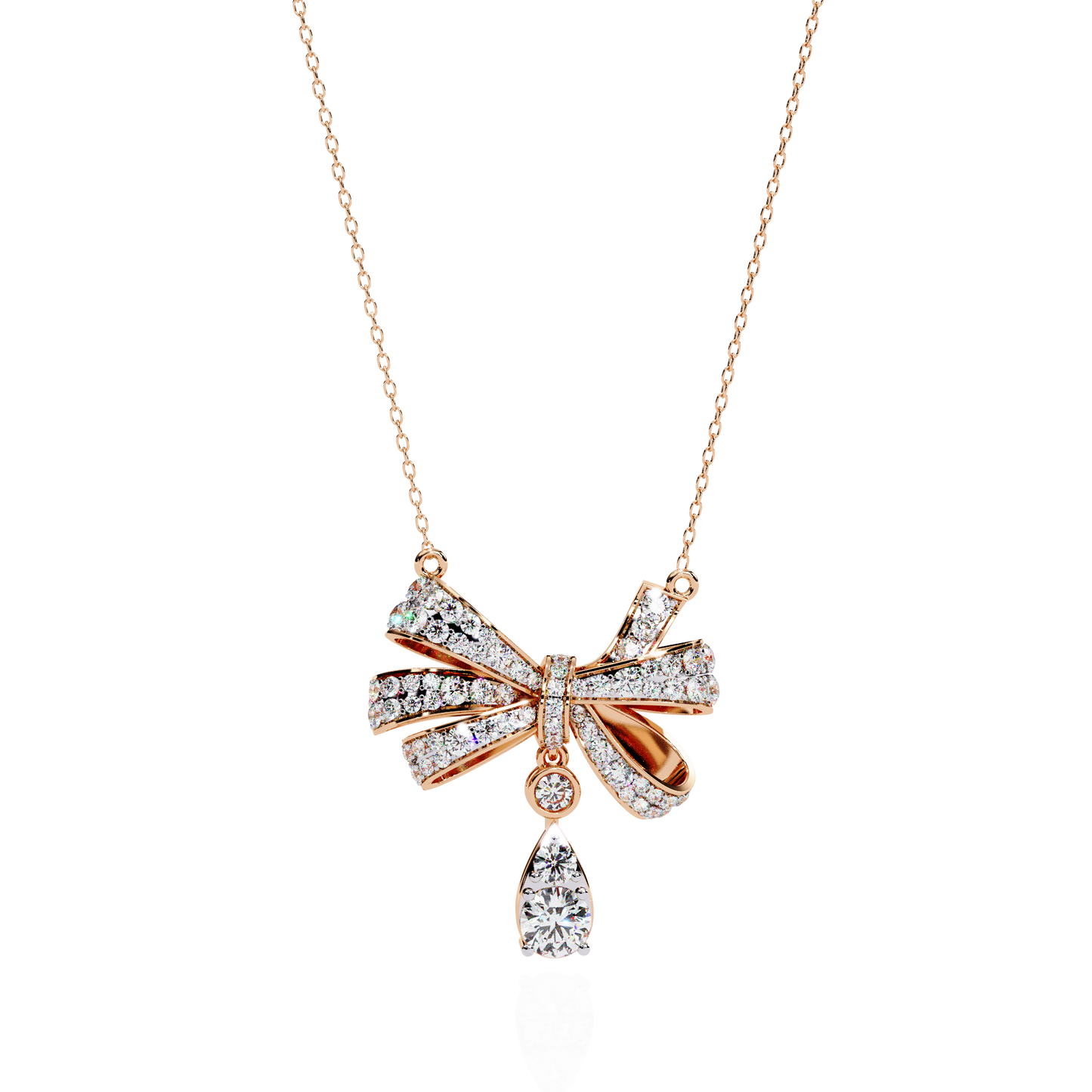1.69 Ct Round Cut Lab Grown Diamond Infinity Shape 18k Solid Rose Gold  Delicate Classic Dainty Bridal Pendant Necklace