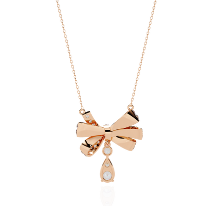 1.69 Ct Round Cut Lab Grown Diamond Infinity Shape 18k Solid Rose Gold  Delicate Classic Dainty Bridal Pendant Necklace