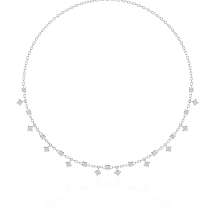 Round Cut natural & Lab Grown Diamond Art Deco Prong Set Antique Graduation Necklace for Her