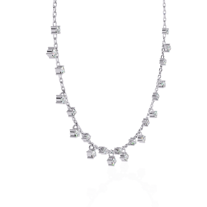 Round Cut natural & Lab Grown Diamond Art Deco Prong Set Antique Graduation Necklace for Her