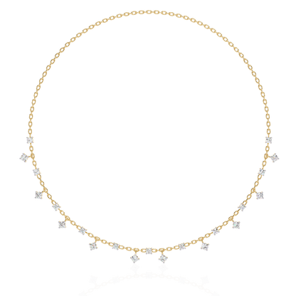 Round Cut natural & Lab Grown Diamond Art Deco Prong Set Antique Graduation Necklace for Her