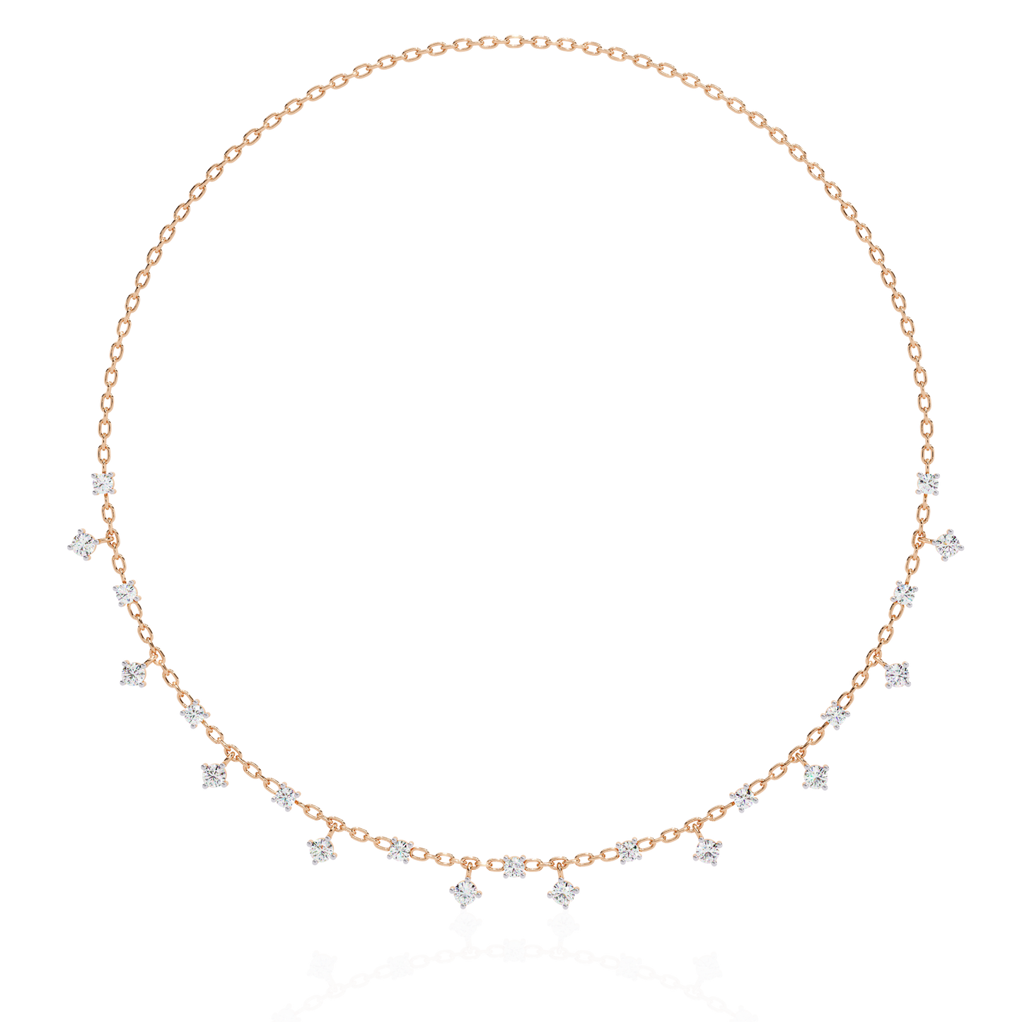 Round Cut natural & Lab Grown Diamond Art Deco Prong Set Antique Graduation Necklace for Her