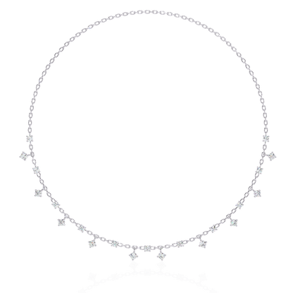 Round Cut natural & Lab Grown Diamond Art Deco Prong Set Antique Graduation Necklace for Her