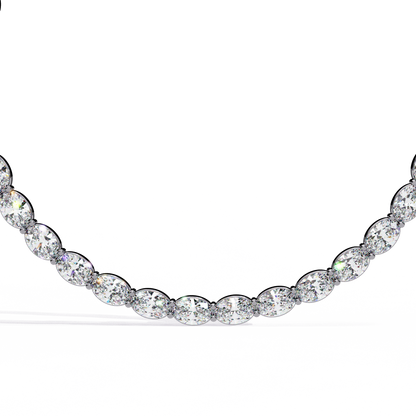 6.20 Ct Oval Cut Lab Grown And Natural Diamond Channel Set Unique Art Deco Tennis  Necklace For Annivary