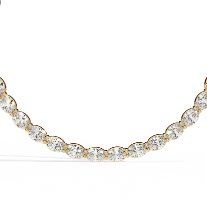 6.20 Ct Oval Cut Lab Grown And Natural Diamond Channel Set Unique Art Deco Tennis  Necklace For Annivary