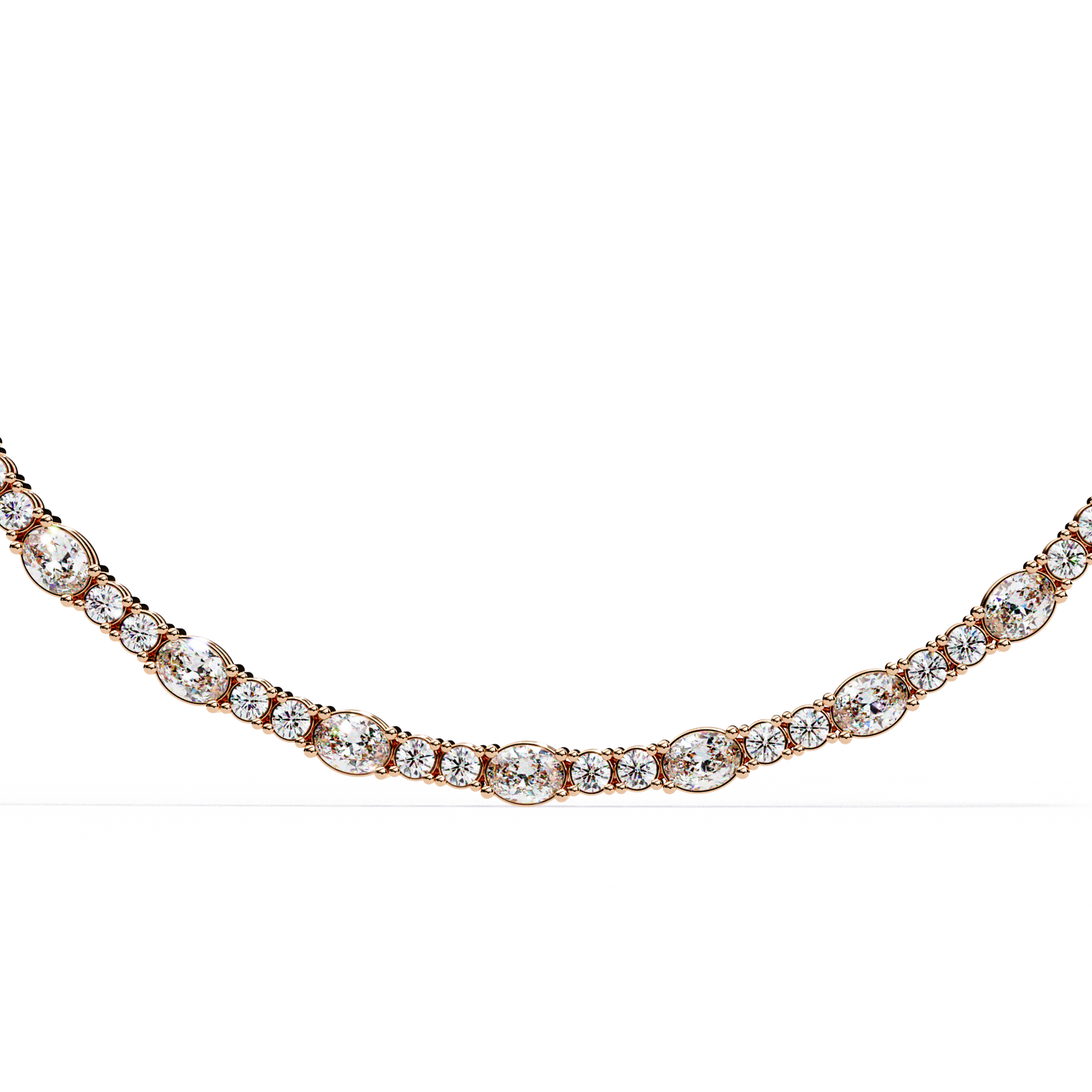 10k Solid Rose Gold Oval & Round Cut 7.35 Ct Lab Grown and Natural Diamond  Minimalist Classic Necklace For Her