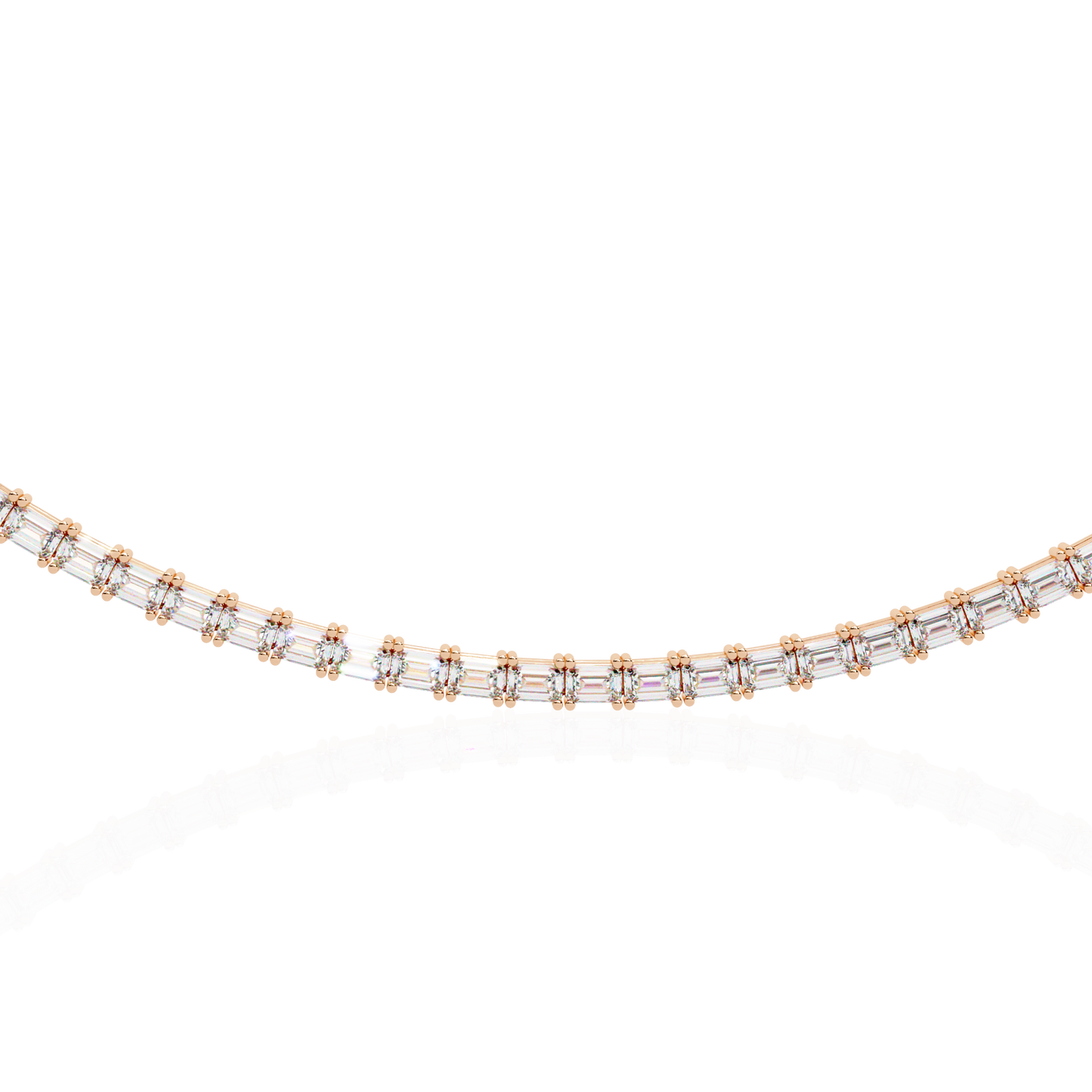 8.12 Ct Emerald Cut Lab Grown Diamond Unique Minimalist Hand Crafted 18k Solid Rose Gold  Elegant Look For Women Occasionally Wear Tennis Necklace