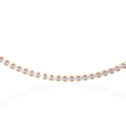 8.12 Ct Emerald Cut Lab Grown Diamond Unique Minimalist Hand Crafted 18k Solid Rose Gold  Elegant Look For Women Occasionally Wear Tennis Necklace