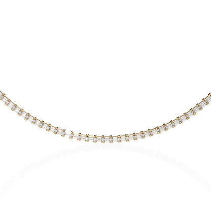 8.12 Ct Emerald Cut Lab Grown Diamond Unique Minimalist Hand Crafted 18k Solid Rose Gold  Elegant Look For Women Occasionally Wear Tennis Necklace