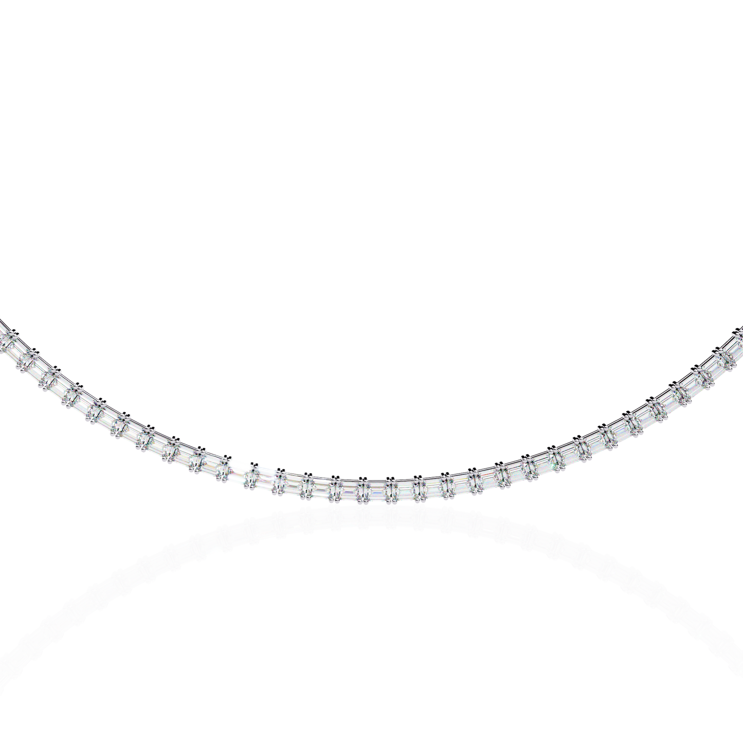 8.12 Ct Emerald Cut Lab Grown Diamond Unique Minimalist Hand Crafted 18k Solid Rose Gold  Elegant Look For Women Occasionally Wear Tennis Necklace