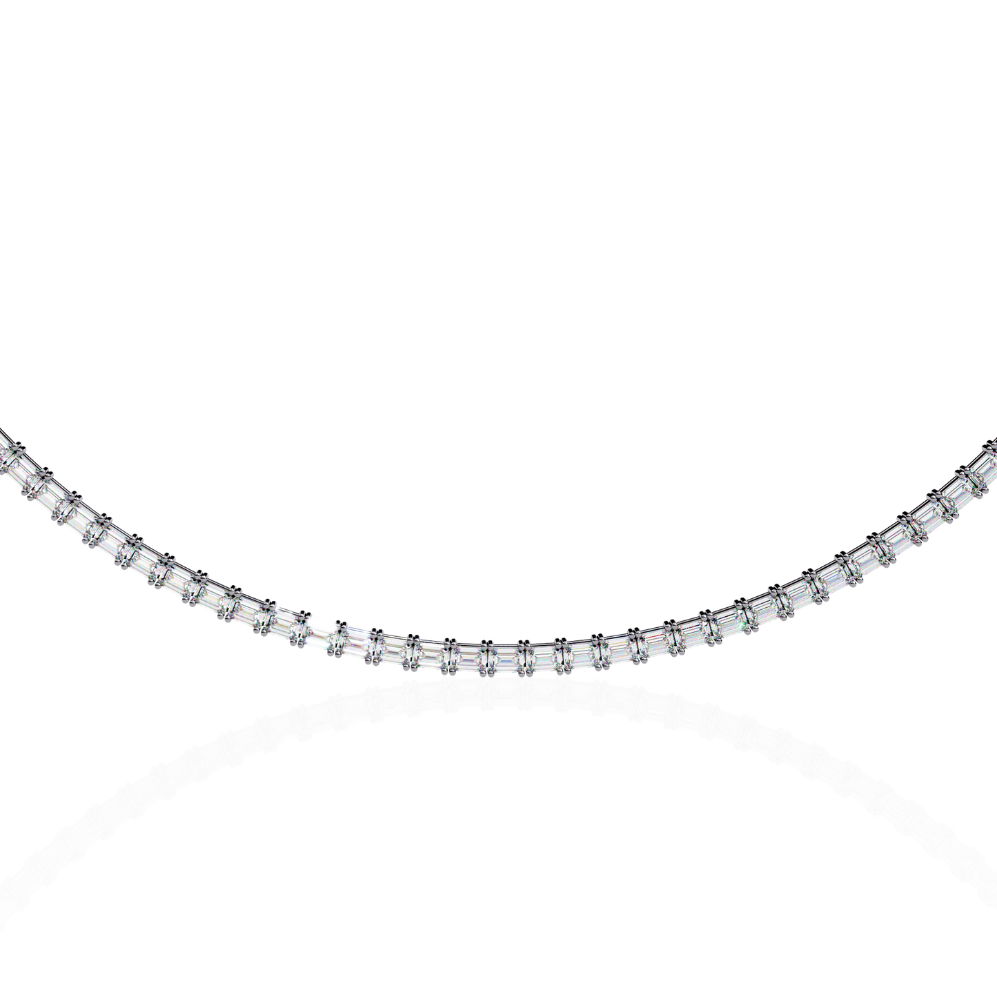 8.12 Ct Emerald Cut Lab Grown Diamond Unique Minimalist Hand Crafted 18k Solid Rose Gold  Elegant Look For Women Occasionally Wear Tennis Necklace