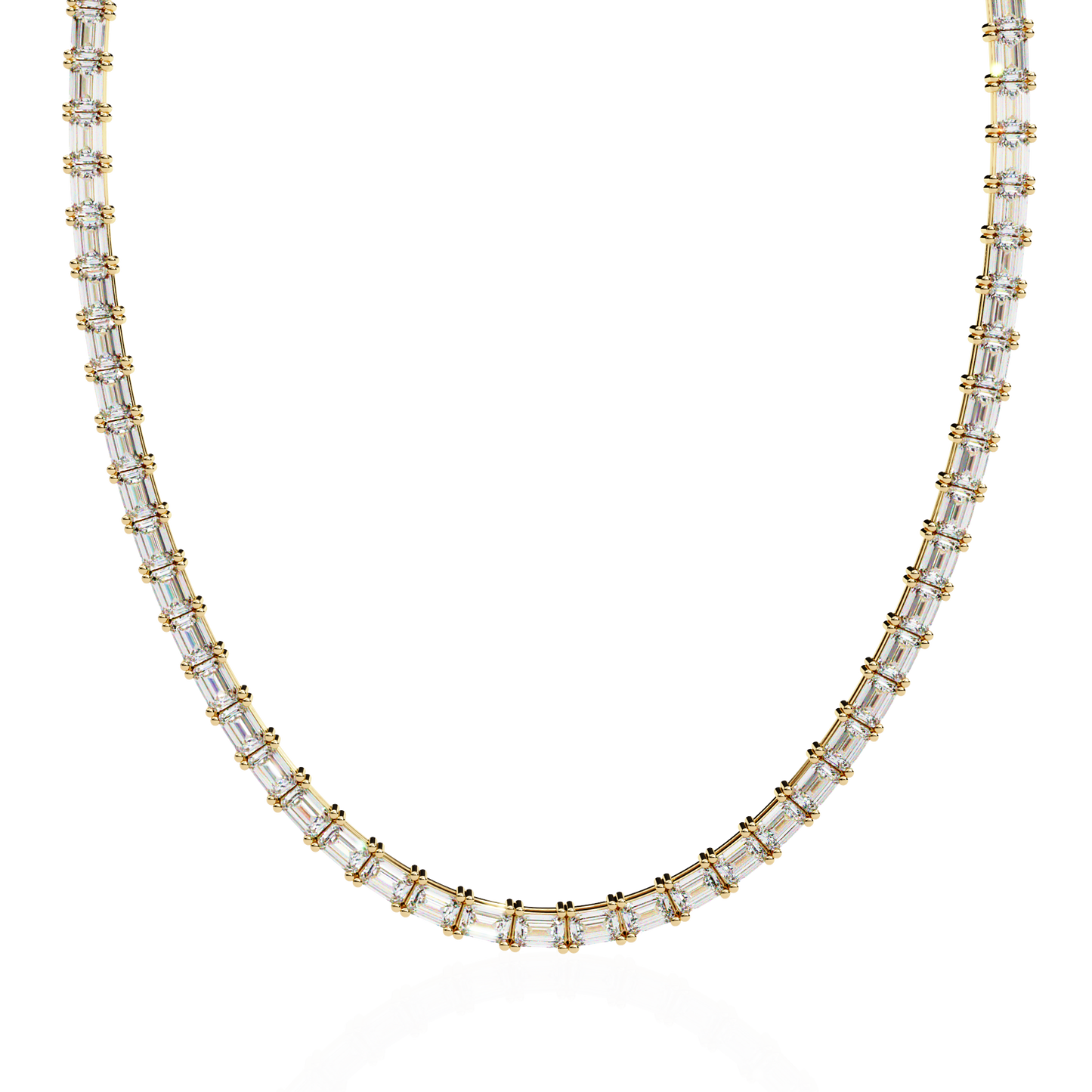 8.12 Ct Emerald Cut Lab Grown Diamond Unique Minimalist Hand Crafted 18k Solid Rose Gold  Elegant Look For Women Occasionally Wear Tennis Necklace