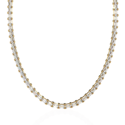 8.12 Ct Emerald Cut Lab Grown Diamond Unique Minimalist Hand Crafted 18k Solid Rose Gold  Elegant Look For Women Occasionally Wear Tennis Necklace