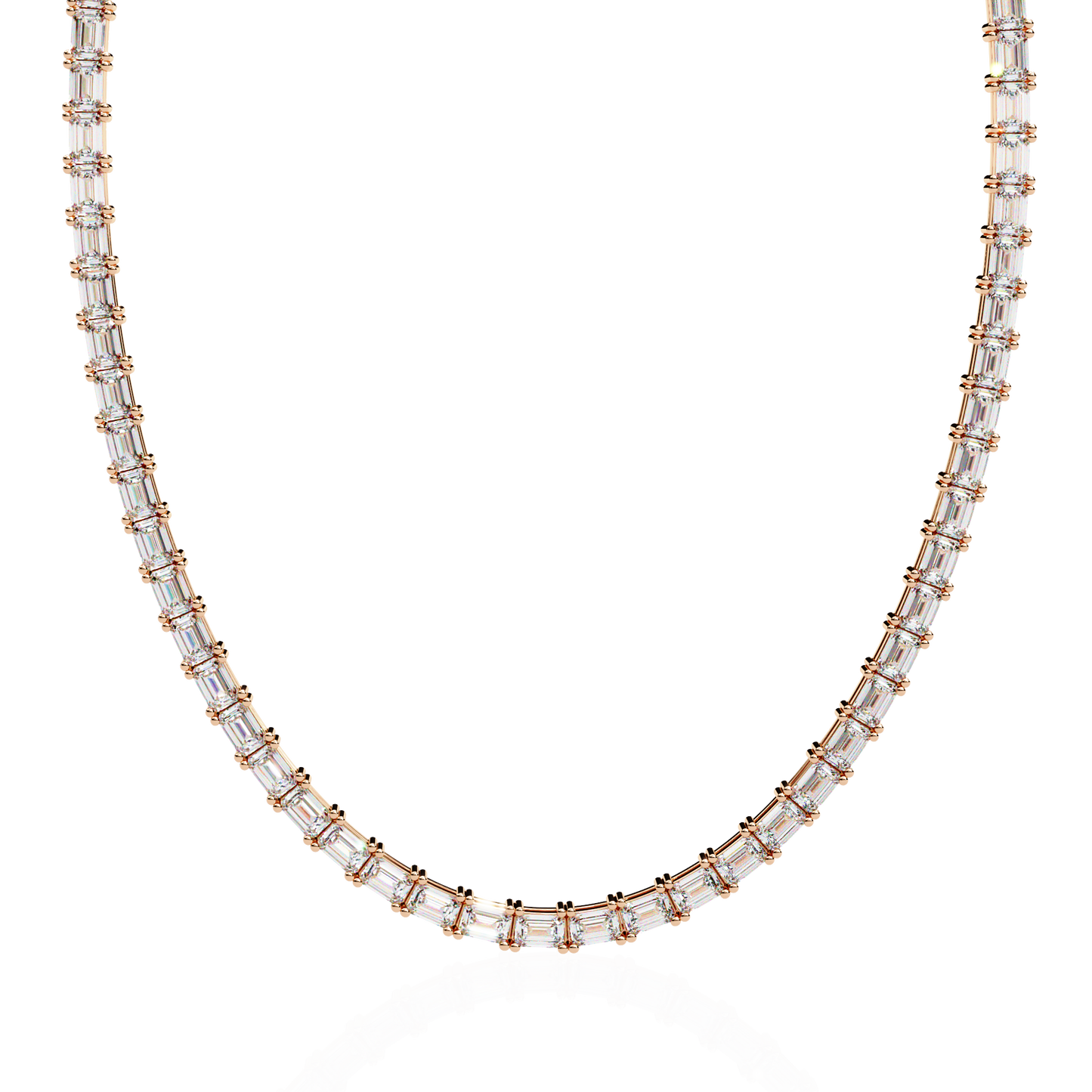 8.12 Ct Emerald Cut Lab Grown Diamond Unique Minimalist Hand Crafted 18k Solid Rose Gold  Elegant Look For Women Occasionally Wear Tennis Necklace