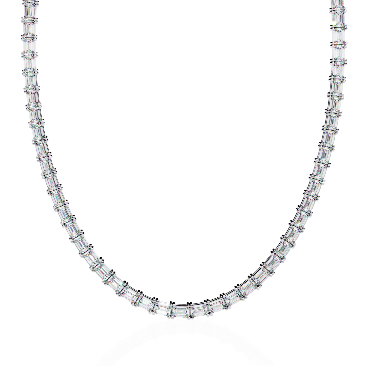 8.12 Ct Emerald Cut Lab Grown Diamond Unique Minimalist Hand Crafted 18k Solid Rose Gold  Elegant Look For Women Occasionally Wear Tennis Necklace