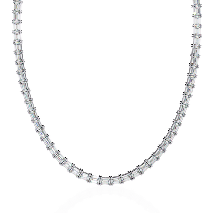 8.12 Ct Emerald Cut Lab Grown Diamond Unique Minimalist Hand Crafted 18k Solid Rose Gold  Elegant Look For Women Occasionally Wear Tennis Necklace