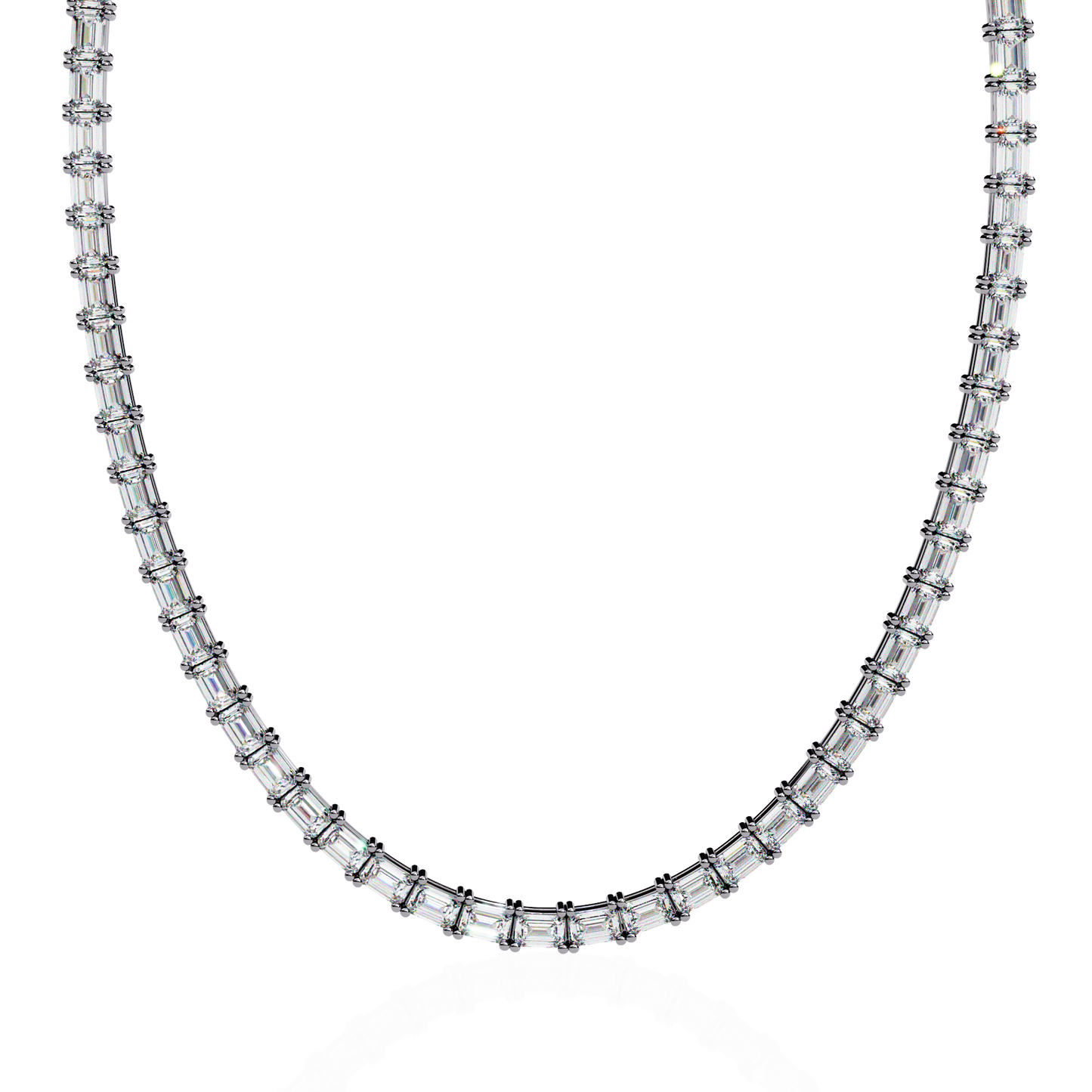 8.12 Ct Emerald Cut Lab Grown Diamond Unique Minimalist Hand Crafted 18k Solid Rose Gold  Elegant Look For Women Occasionally Wear Tennis Necklace