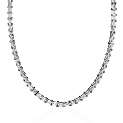8.12 Ct Emerald Cut Lab Grown Diamond Unique Minimalist Hand Crafted 18k Solid Rose Gold  Elegant Look For Women Occasionally Wear Tennis Necklace