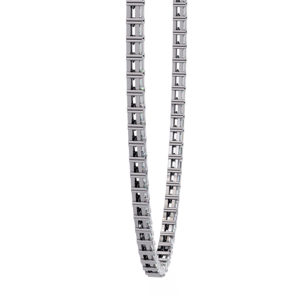 8.12 Ct Emerald Cut Lab Grown Diamond Unique Minimalist Hand Crafted 18k Solid Rose Gold  Elegant Look For Women Occasionally Wear Tennis Necklace