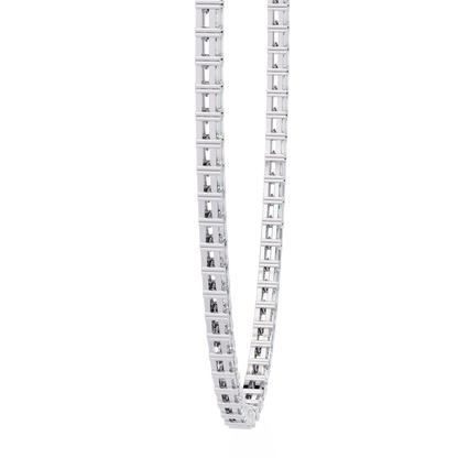 8.12 Ct Emerald Cut Lab Grown Diamond Unique Minimalist Hand Crafted 18k Solid Rose Gold  Elegant Look For Women Occasionally Wear Tennis Necklace