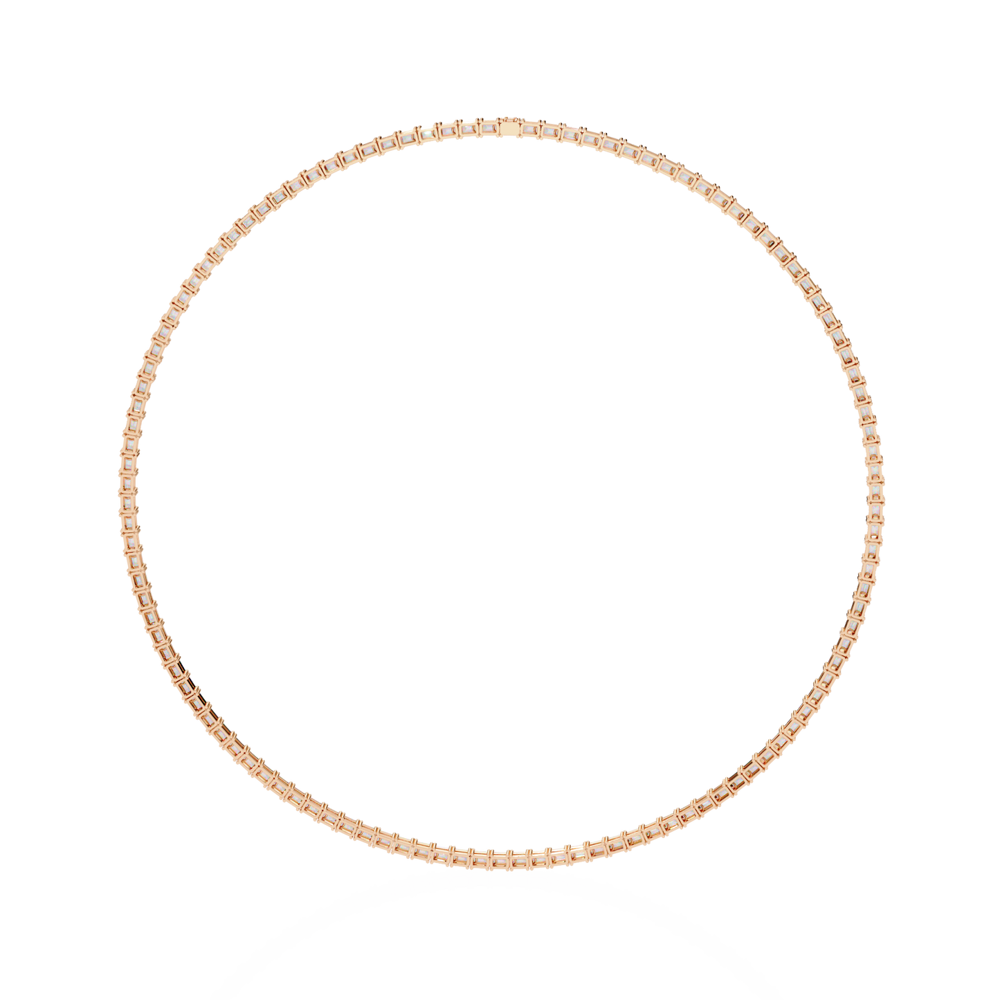 8.12 Ct Emerald Cut Lab Grown Diamond Unique Minimalist Hand Crafted 18k Solid Rose Gold  Elegant Look For Women Occasionally Wear Tennis Necklace