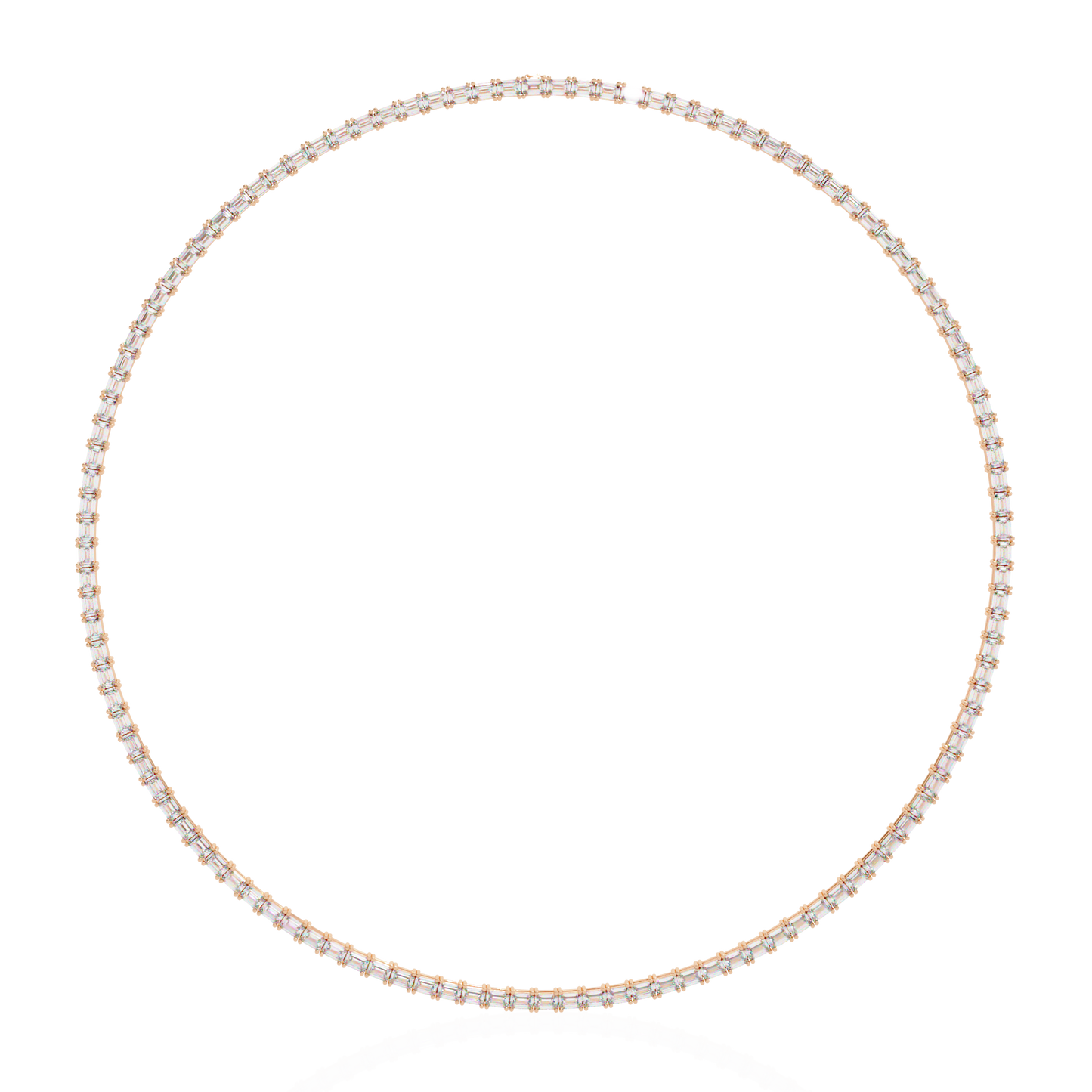 8.12 Ct Emerald Cut Lab Grown Diamond Unique Minimalist Hand Crafted 18k Solid Rose Gold  Elegant Look For Women Occasionally Wear Tennis Necklace