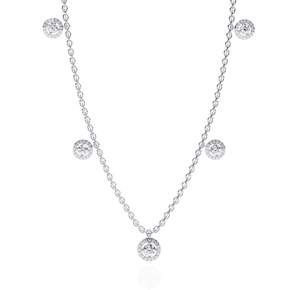 Stunning 4.72 Ct Round Cut Lab Grown Diamond Halo Style Elegant Party Wear Necklace