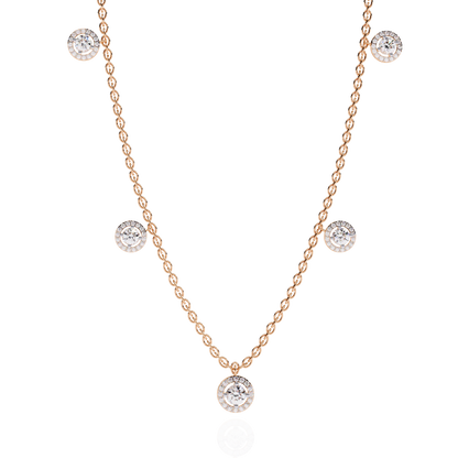 Stunning 4.72 Ct Round Cut Lab Grown Diamond Halo Style Elegant Party Wear Necklace