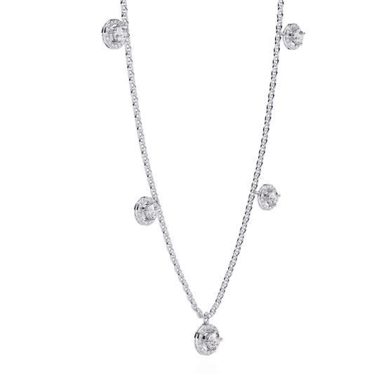 Stunning 4.72 Ct Round Cut Lab Grown Diamond Halo Style Elegant Party Wear Necklace