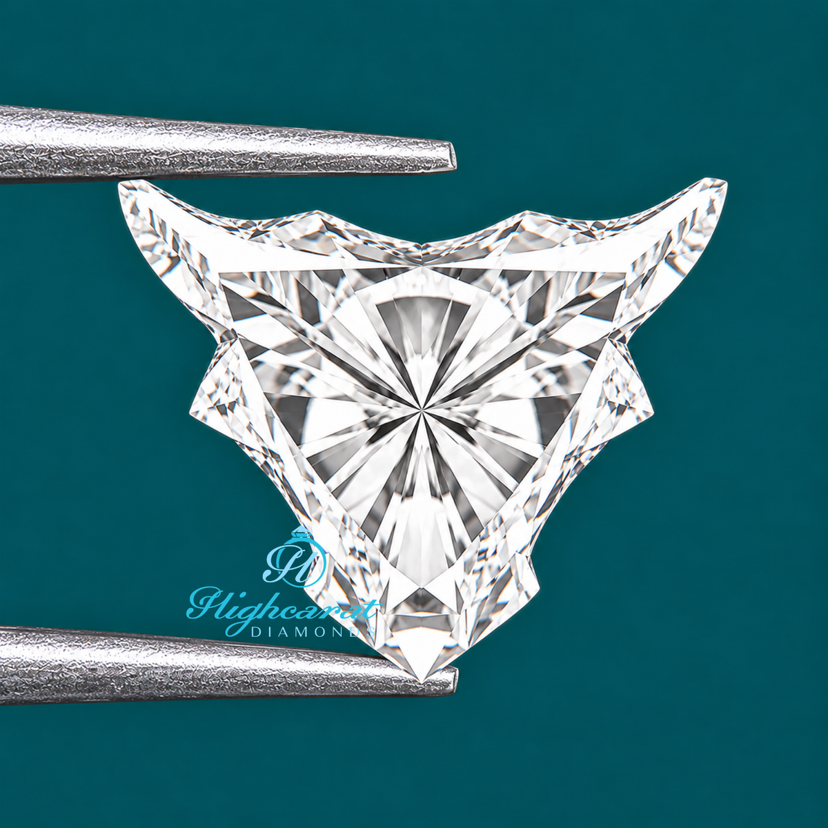 Close-Up of Bull Head Shape Lab Grown Diamond
