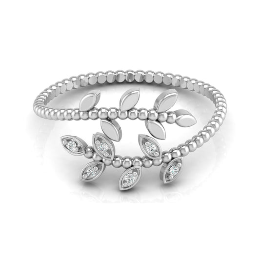 Olive Leaf Wrap Diamond Ring For Women's Beaded Band Nature-Inspired Ring In 14K Solid Gold - HIGHCARAT DIAMONDS