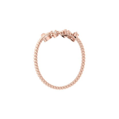 Olive Leaf Wrap Diamond Ring For Women's Beaded Band Nature-Inspired Ring In 14K Solid Gold - HIGHCARAT DIAMONDS