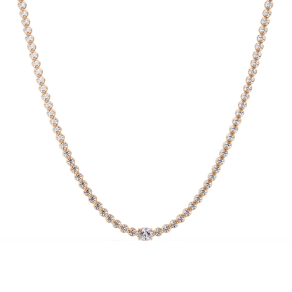 One Oval & Round Bezel Set Lab Grown Diamond Tennis Necklace - HIGHCARAT DIAMONDS