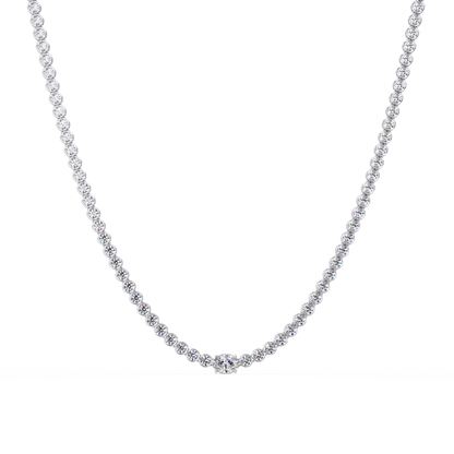 One Oval & Round Bezel Set Lab Grown Diamond Tennis Necklace - HIGHCARAT DIAMONDS