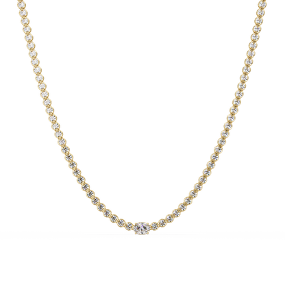One Oval & Round Bezel Set Lab Grown Diamond Tennis Necklace - HIGHCARAT DIAMONDS