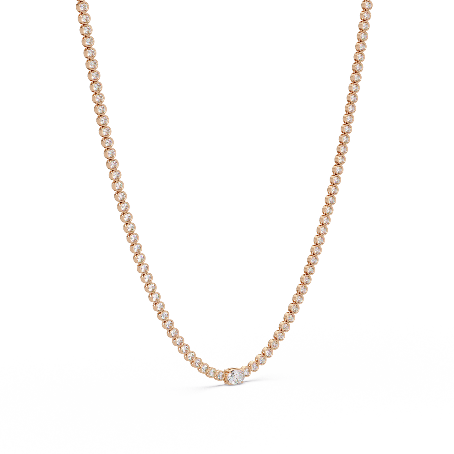 One Oval & Round Bezel Set Lab Grown Diamond Tennis Necklace - HIGHCARAT DIAMONDS