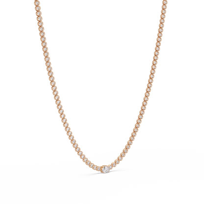 One Oval & Round Bezel Set Lab Grown Diamond Tennis Necklace - HIGHCARAT DIAMONDS