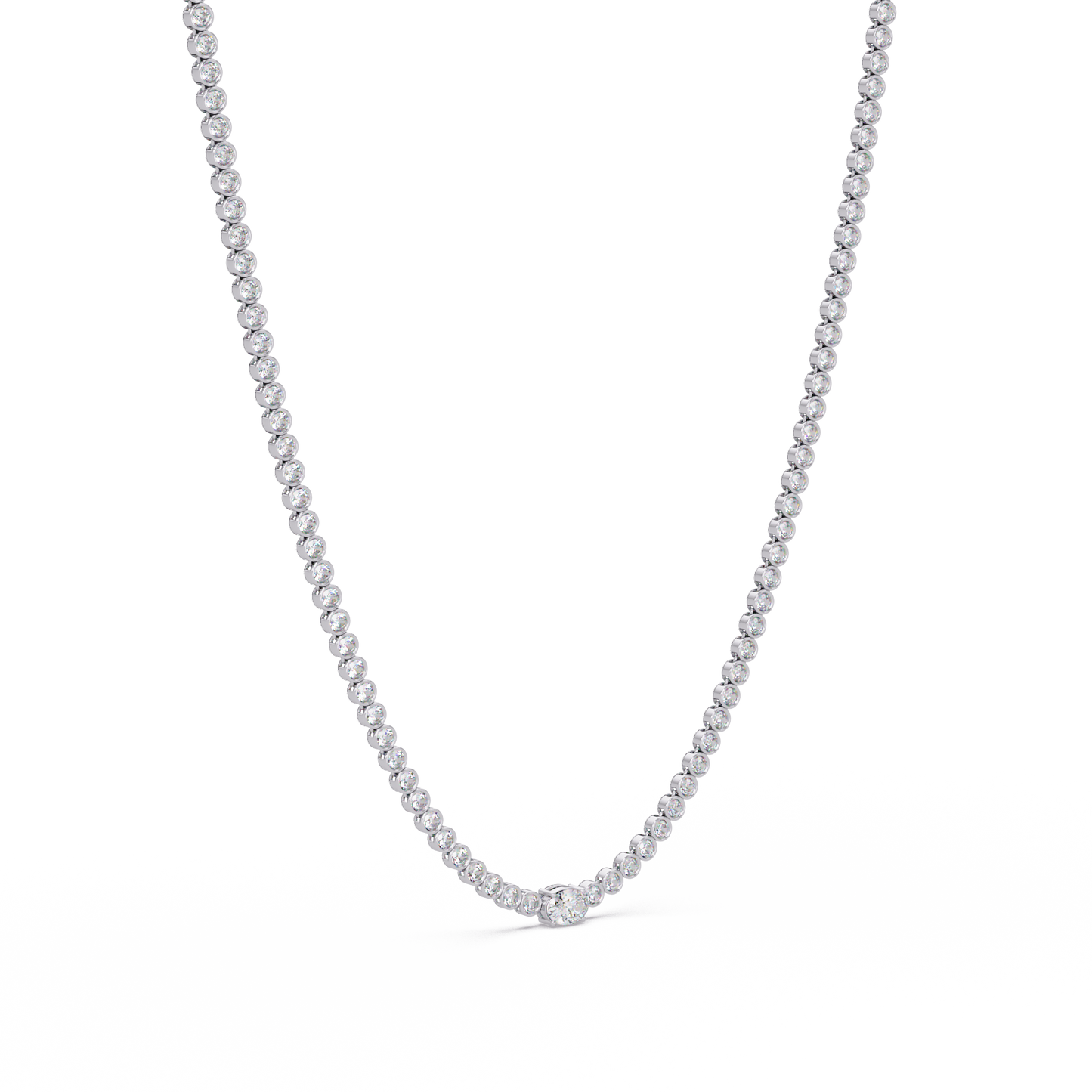 One Oval & Round Bezel Set Lab Grown Diamond Tennis Necklace - HIGHCARAT DIAMONDS