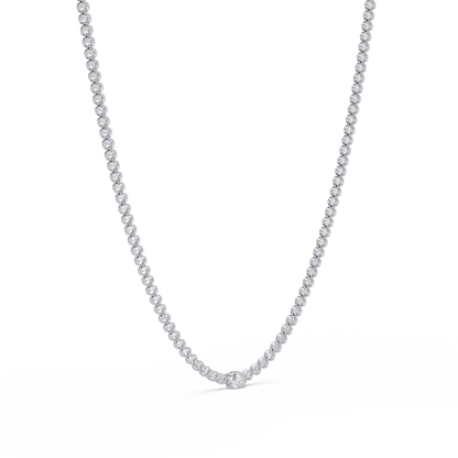 One Oval & Round Bezel Set Lab Grown Diamond Tennis Necklace - HIGHCARAT DIAMONDS