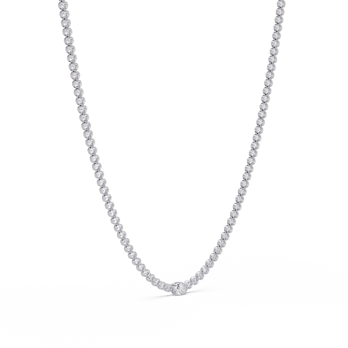 One Oval & Round Bezel Set Lab Grown Diamond Tennis Necklace - HIGHCARAT DIAMONDS