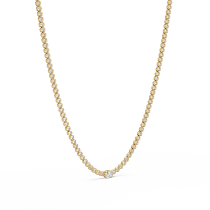 One Oval & Round Bezel Set Lab Grown Diamond Tennis Necklace - HIGHCARAT DIAMONDS