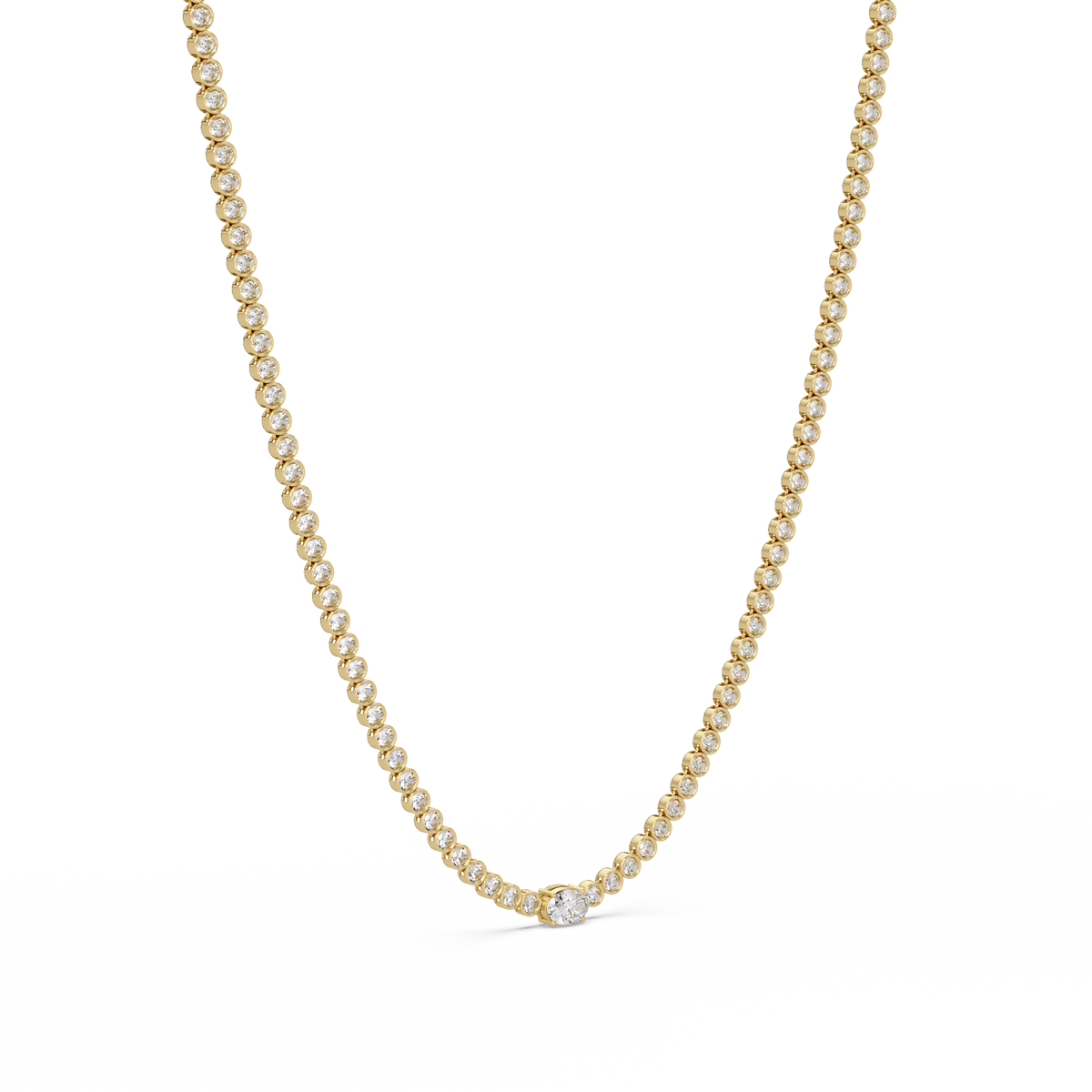 One Oval & Round Bezel Set Lab Grown Diamond Tennis Necklace - HIGHCARAT DIAMONDS