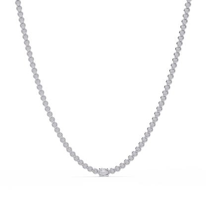 One Oval & Round Bezel Set Lab Grown Diamond Tennis Necklace - HIGHCARAT DIAMONDS