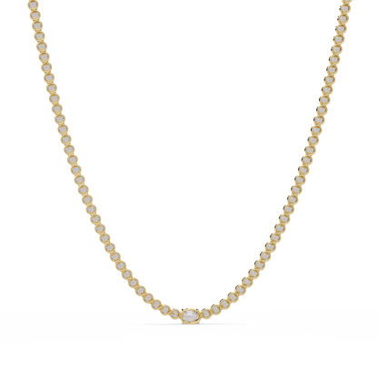One Oval & Round Bezel Set Lab Grown Diamond Tennis Necklace - HIGHCARAT DIAMONDS