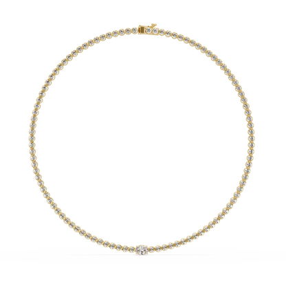 One Oval & Round Bezel Set Lab Grown Diamond Tennis Necklace - HIGHCARAT DIAMONDS