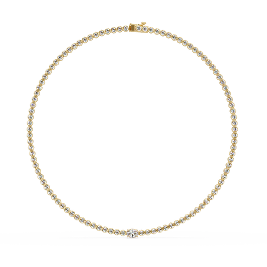 One Oval & Round Bezel Set Lab Grown Diamond Tennis Necklace - HIGHCARAT DIAMONDS