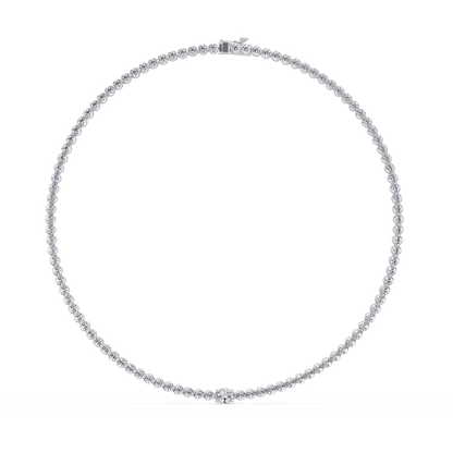 One Oval & Round Bezel Set Lab Grown Diamond Tennis Necklace - HIGHCARAT DIAMONDS