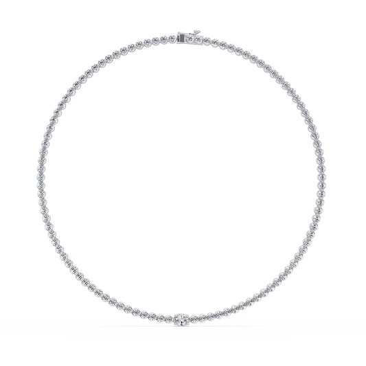 One Oval & Round Bezel Set Lab Grown Diamond Tennis Necklace - HIGHCARAT DIAMONDS
