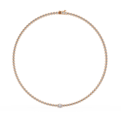 One Oval & Round Bezel Set Lab Grown Diamond Tennis Necklace - HIGHCARAT DIAMONDS