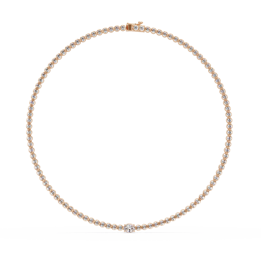 One Oval & Round Bezel Set Lab Grown Diamond Tennis Necklace - HIGHCARAT DIAMONDS